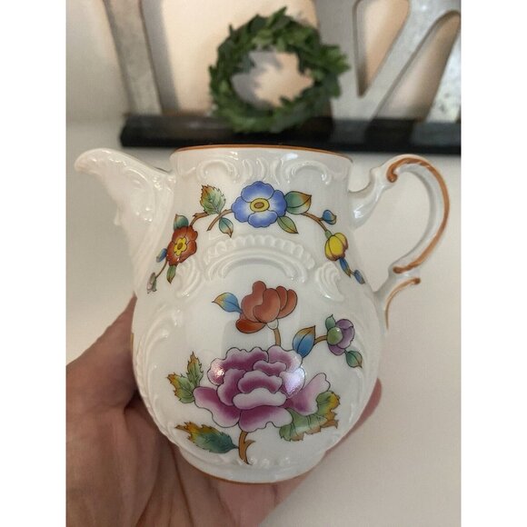 Estee Lauder Chinoiserie Floral Porcelain Creamer Pitcher Butterfly & Flowers - Picture 3 of 16